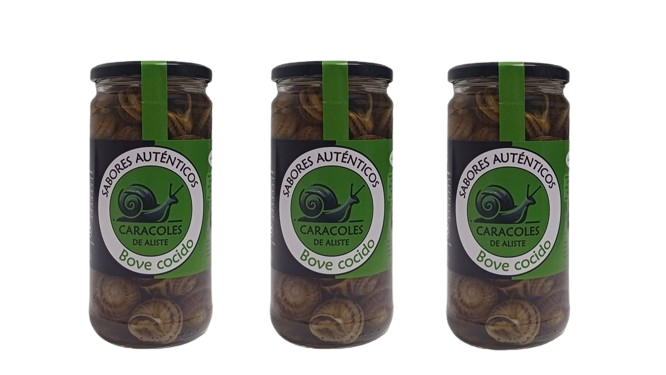 Caracoles en conserva cocidos al natural. (Pack de 3 botes)